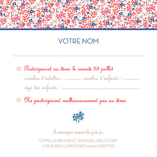 Carton réponse mariage Simplement liberty rouge Carton réponse mariage Simplement liberty rouge
