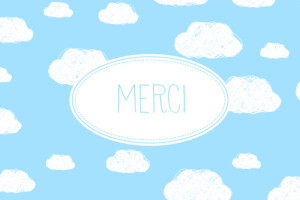 Carte de remerciement Merci petits nuages bleu Carte de remerciement Merci petits nuages bleu