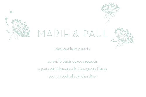 Carton d'invitation mariage Envolée vert d\'eau Carton d'invitation mariage Envolée vert d\'eau