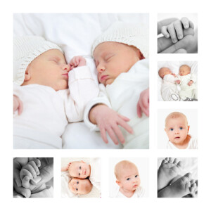 Faire-part de naissance Jumeaux en détail blanc Faire-part de naissance Jumeaux en détail blanc