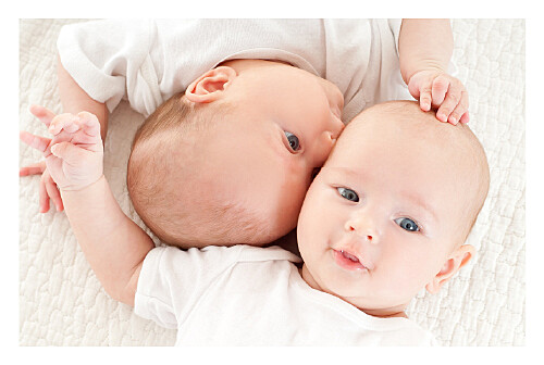 Faire-part de naissance Jumeaux justifié 4 photos blanc - Page 1