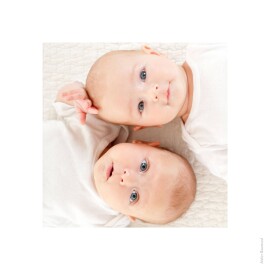 Faire-part de naissance Jumeaux justifié photo bleu nuit