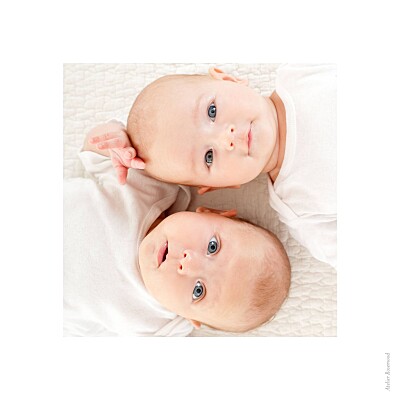 Faire-part de naissance Jumeaux justifié photo bleu nuit finition