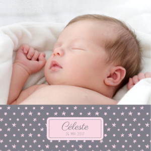 Faire-part de naissance Nuit étoilée 5 photos gris et rose pâle Faire-part de naissance Nuit étoilée 5 photos gris et rose pâle