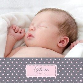 Faire-part de naissance Nuit étoilée 5 photos gris et rose pâle Faire-part de naissance Nuit étoilée 5 photos gris et rose pâle