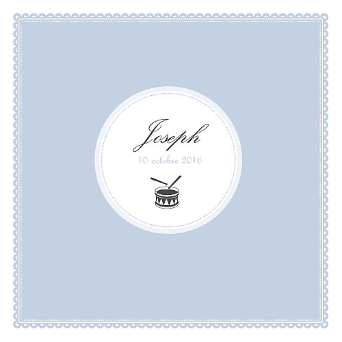 Faire-part de naissance Tambour bleu gris Faire-part de naissance Tambour bleu gris