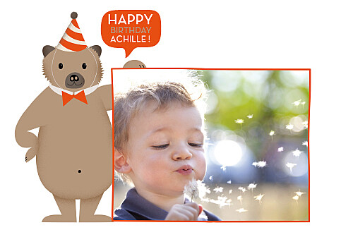 Carte d'anniversaire Nounours orange Carte d'anniversaire Nounours orange