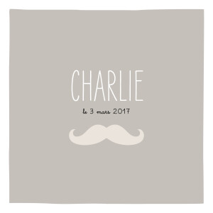 Faire-part de naissance Moustache 1 photo taupe Faire-part de naissance Moustache 1 photo taupe