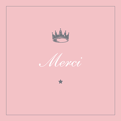 Carte de remerciement Merci couronne rose finition Carte de remerciement Merci couronne rose finition