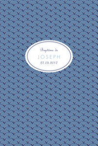 Menu de baptême Pattern écusson (4 pages) bleu Menu de baptême Pattern écusson (4 pages) bleu