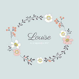 Faire-part de naissance Couronne de fleurs vert pâle Faire-part de naissance Couronne de fleurs vert pâle