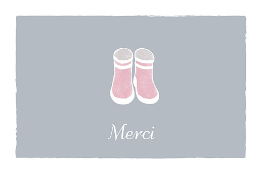 Carte de remerciement Merci balade fond gris & bottes bébé fille Carte de remerciement Merci balade fond gris & bottes bébé fille