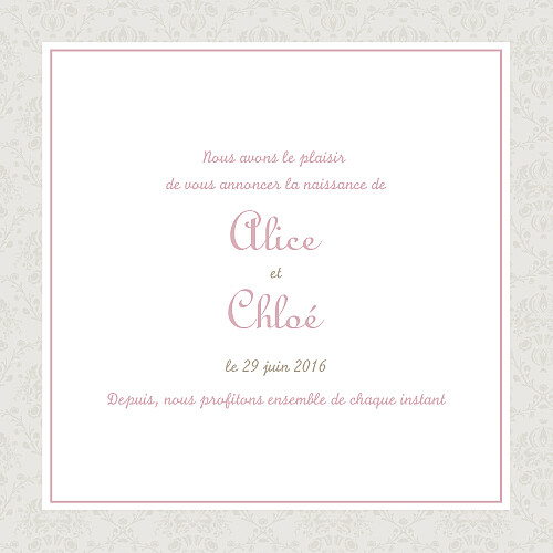Faire-part de naissance Jumeaux ambiance florale rose - Page 3 Faire-part de naissance Jumeaux ambiance florale rose - Page 3