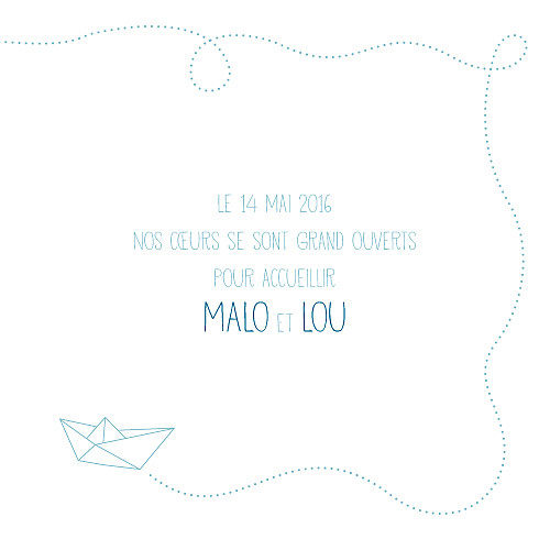 Faire-part de naissance Jumeaux origami bateaux bleu - Page 3 Faire-part de naissance Jumeaux origami bateaux bleu - Page 3