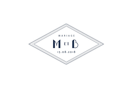 Carton d'invitation mariage Monogramme bleu nuit Carton d'invitation mariage Monogramme bleu nuit