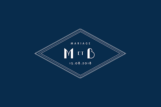 Carton réponse mariage Monogramme bleu nuit Carton réponse mariage Monogramme bleu nuit