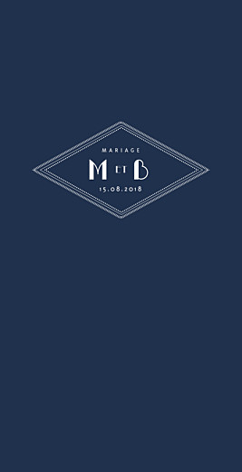 Menu de mariage Monogramme bleu nuit Menu de mariage Monogramme bleu nuit