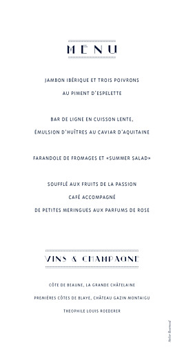 Menu de mariage Monogramme bleu nuit - Page 2 Menu de mariage Monogramme bleu nuit - Page 2
