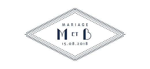 Etiquette de mariage Monogramme bleu nuit Etiquette de mariage Monogramme bleu nuit