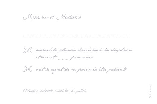 Carton réponse mariage Poème gris Carton réponse mariage Poème gris