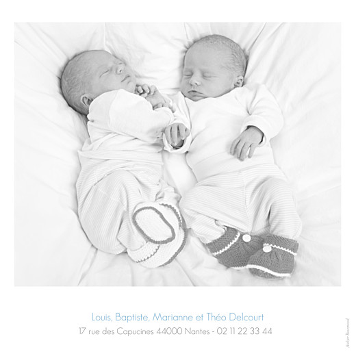 Faire-part de naissance Jumeaux simple 4 photos blanc - Page 4