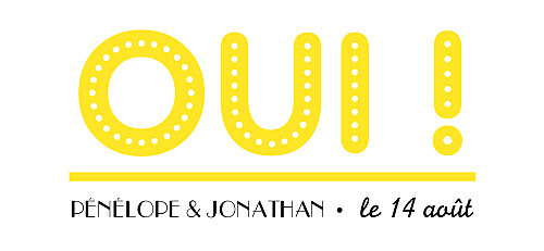Etiquette de mariage Un grand oui ! jaune Etiquette de mariage Un grand oui ! jaune