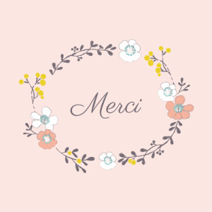 Carte de remerciement Couronne de fleurs rose Carte de remerciement Couronne de fleurs rose