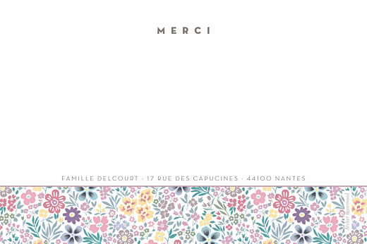 Carte de remerciement Merci mille fleurs photo rose Carte de remerciement Merci mille fleurs photo rose