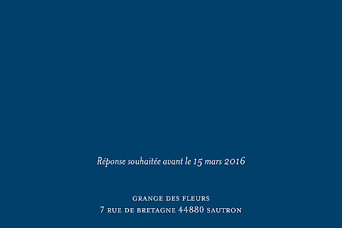 Carton d'invitation mariage Chic bleu roi - Verso Carton d'invitation mariage Chic bleu roi - Verso