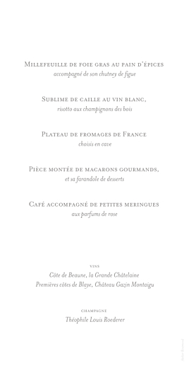 Menu de mariage Chic (panoramique) blanc - Verso Menu de mariage Chic (panoramique) blanc - Verso