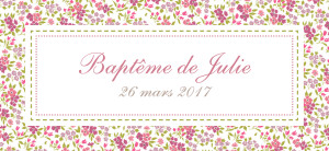 Etiquette perforée baptême Liberty rose Etiquette perforée baptême Liberty rose