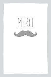 Carte de remerciement Moustache portrait 4 photos gris