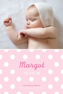 Faire-part de naissance Pois design rose Faire-part de naissance Pois design rose