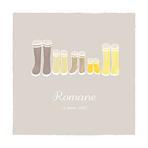 Faire-part de naissance Balade (3 enfants) beige jaune Faire-part de naissance Balade (3 enfants) beige jaune