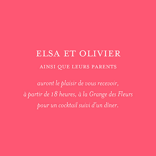 Carton d'invitation mariage Chic (carré) grenadine Carton d'invitation mariage Chic (carré) grenadine
