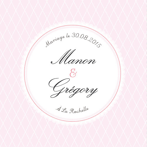Etiquette de mariage Gourmand raffiné rose Etiquette de mariage Gourmand raffiné rose