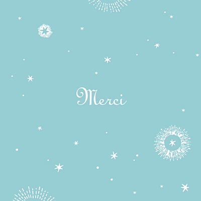 Carte de remerciement Merci constellation photo turquoise finition Carte de remerciement Merci constellation photo turquoise finition