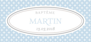 Etiquette perforée baptême Motif chic bleu dragee