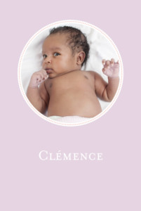 Faire-part de naissance Médaillons portrait 4 pages parme Faire-part de naissance Médaillons portrait 4 pages parme