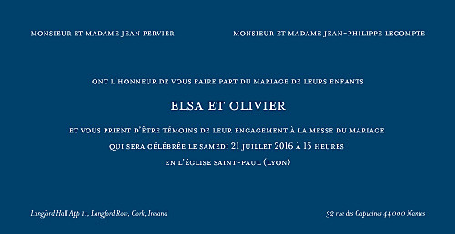 Faire-part de mariage Chic panoramique bleu roi Faire-part de mariage Chic panoramique bleu roi