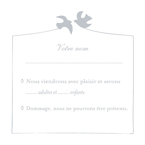 Carton réponse mariage Colombe gris Carton réponse mariage Colombe gris