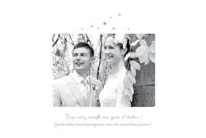Carte de remerciement mariage Étoile 3 photos gris bleu