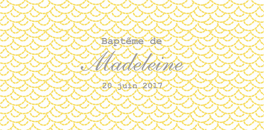 Marque-place Baptême Pistil écusson jaune Marque-place Baptême Pistil écusson jaune