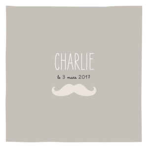 Faire-part de naissance Moustache 3 photos taupe Faire-part de naissance Moustache 3 photos taupe