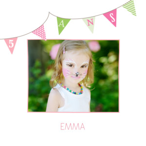 Carte d'anniversaire Fanions photo rose anis Carte d'anniversaire Fanions photo rose anis