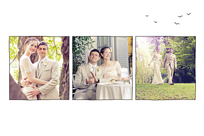 Carte de remerciement mariage Promesse champêtre (3 photos) blanc finition