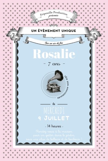 Carte d'anniversaire Festival rose bleu Carte d'anniversaire Festival rose bleu