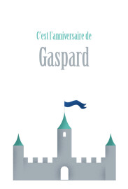 Carte d'anniversaire Château fort turquoise