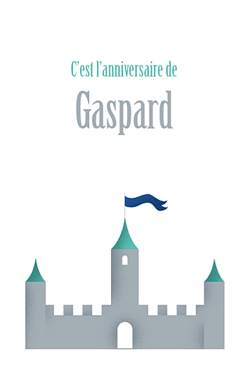 Carte d'anniversaire Château fort turquoise - Recto