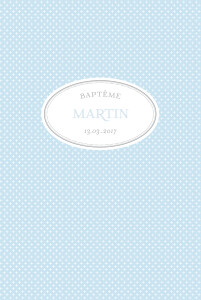 Menu de baptême Motif chic écusson (4 pages) bleu dragee Menu de baptême Motif chic écusson (4 pages) bleu dragee